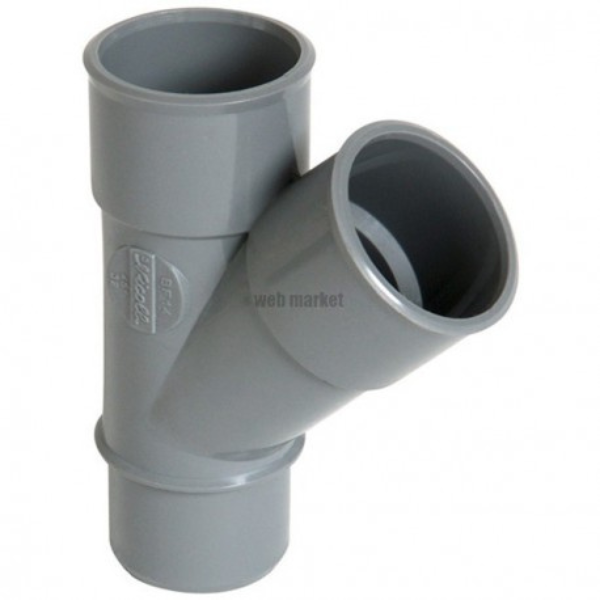 Culotte PVC à Coller M-F 45° Réduite NF Nicoll BJ34 Gris, ⌀50/32mm