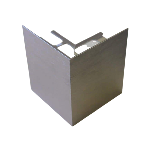 Embout d'angle Alu Externe pour profil Terrasse 102mmx2,5m, Alu Brossé
