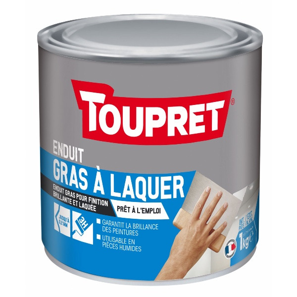 Enduit Gras à Laquer Toupret Blanc Multi-support Pot 1 kg