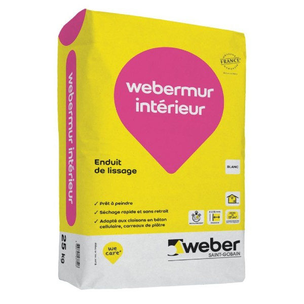 Enduit de Lissage Intérieur Webermur intérieur Blanc 4kg