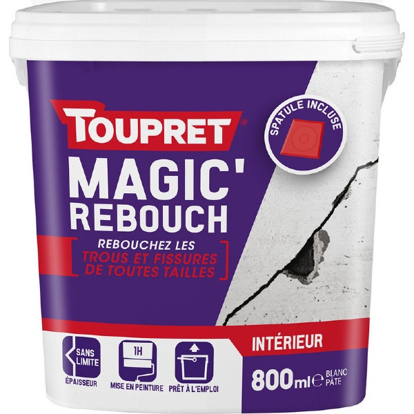 Enduit Rebouchage Pâte Toupret Magic' Rebouch Blanc 