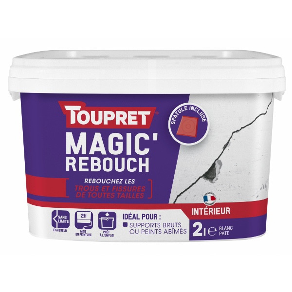 Enduit Rebouchage Pâte Toupret Magic' Rebouch Blanc 