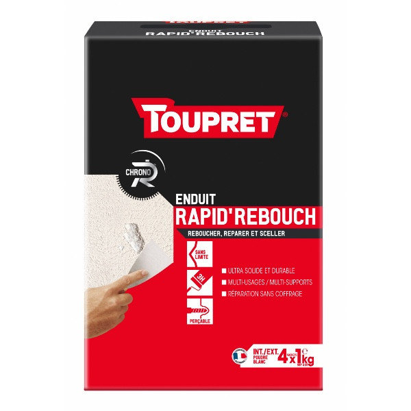 Enduit Rebouchage Poudre Toupret Rapid'Rebouch Blanc 