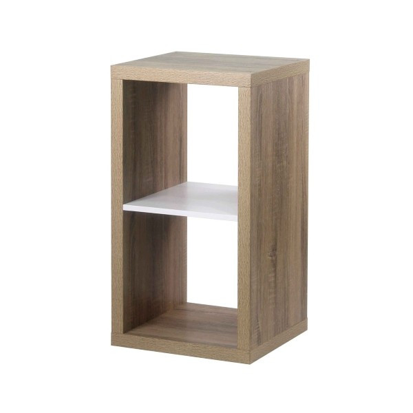 Etagère 2 Cases Casâme 41x76cm effet Chêne et Intérieur Blanc