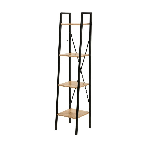 Etagère Industrielle Verticale 4 Niveaux Casâme 34x148cm Chêne et Noir