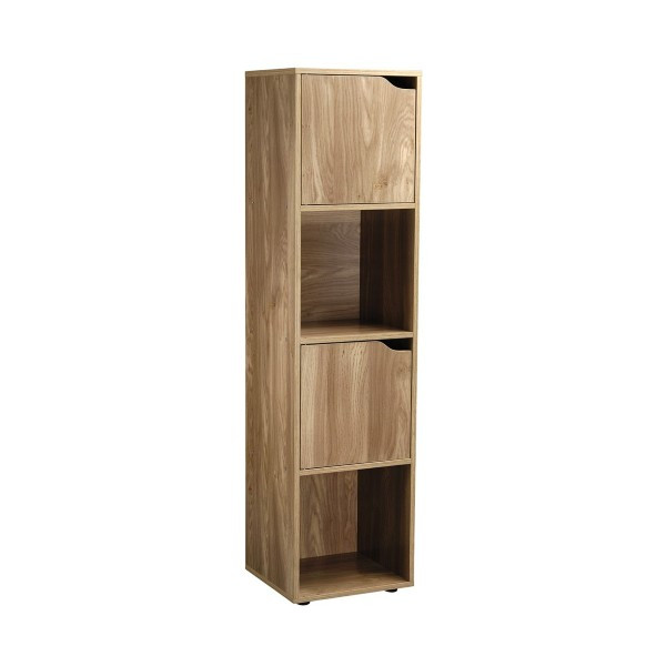 Etagère Verticale 4 Cases avec 2 Portes Casâme 30,7x120cm Bois