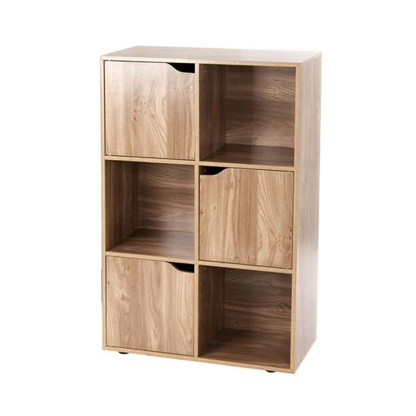 Etagère Verticale 6 Cases avec 1 Porte Casâme Bois 