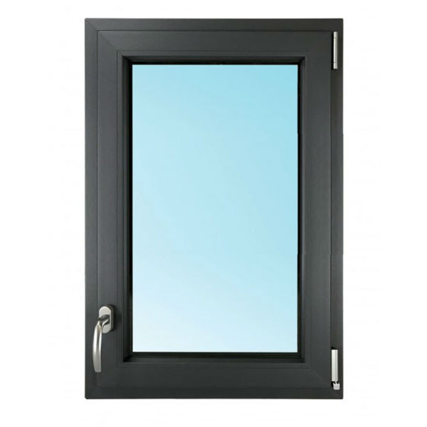 Fenêtre PVC Oscillo-Battant 1 Vantail 95 x 80 cm Gris, Tirant Droit
