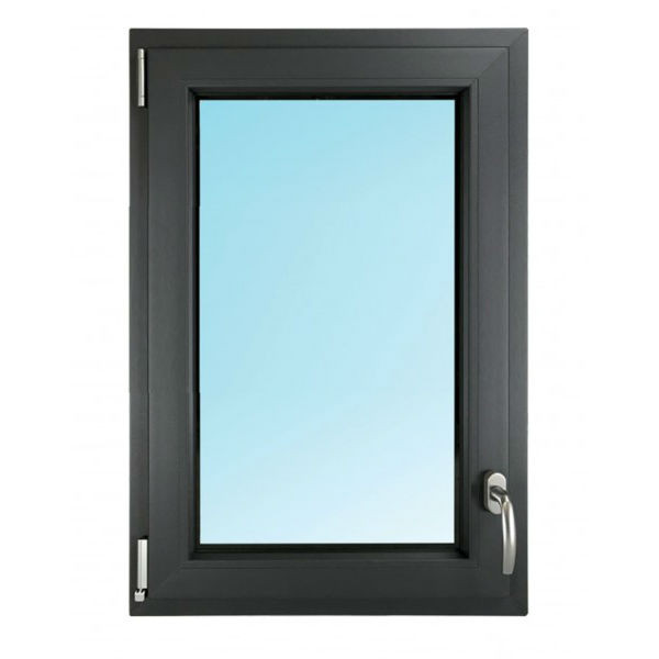 Fenêtre 1 Vantail PVC Gris 60x50 cm OB Verre Granité Tirant Gauche