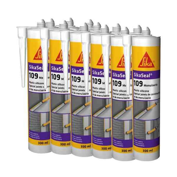 Mastic silicone SIKASEAL 109 Noir pour menuiserie, carton 12x300 ml
