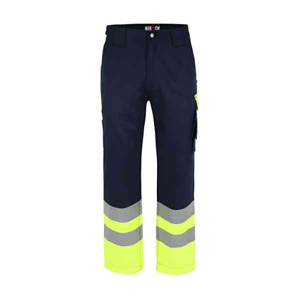Pantalon de Travail Herock Olympus High Viz Bleu Marine/Jaune