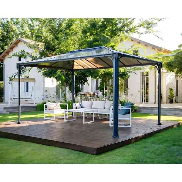 Tonnelle Aluminium Polycarbonate Canopia Martinique 4300 4,3 x 4m Gris