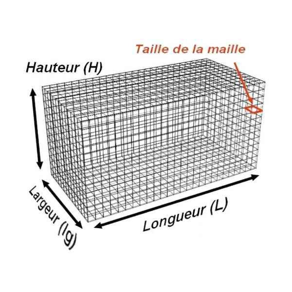 Gabion Rectangulaire 200x100x100 - fil 4,5 mm - maille 5x10 cm