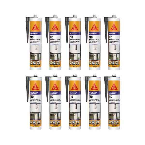 Mastic Silicone Menuiserie Vitrage SikaSeal-110 Anthracite 12x300ml