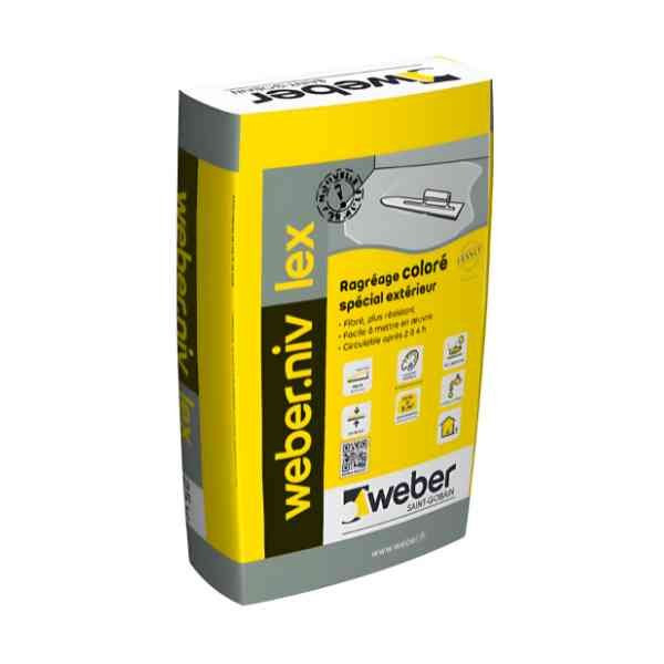 Ragreage Weber.Niv Lex Gris Ciment 25kg materiauxnet