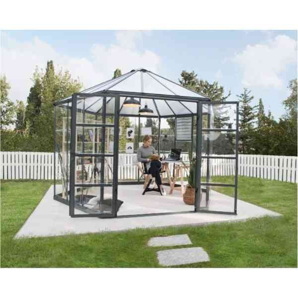 Serre de Jardin Hexagonale Polycarbonate Canopia Oasis 11,2m² Gris