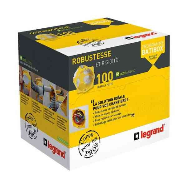 100 Boîtes Ecobatibox 1 poste Legrand Prof 50mm 080013