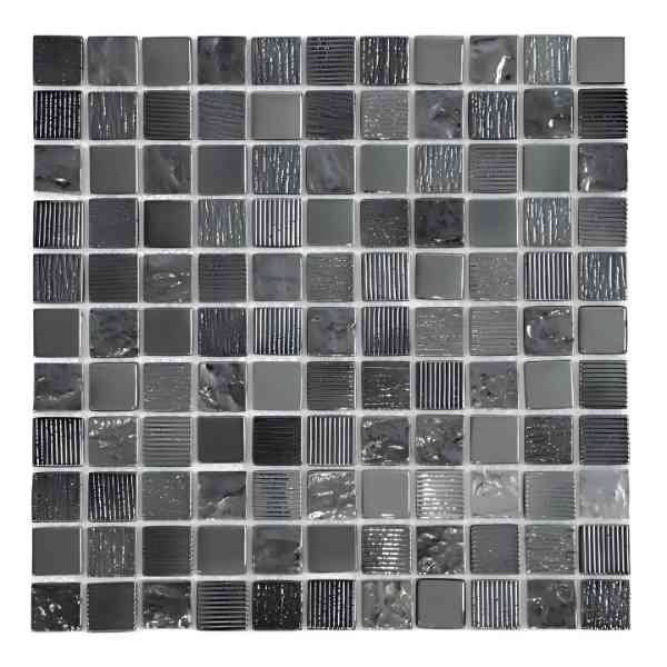 Mosaïque Noir en Verre 3650, Plaque 30,5 x 30,5 x 0,8 cm