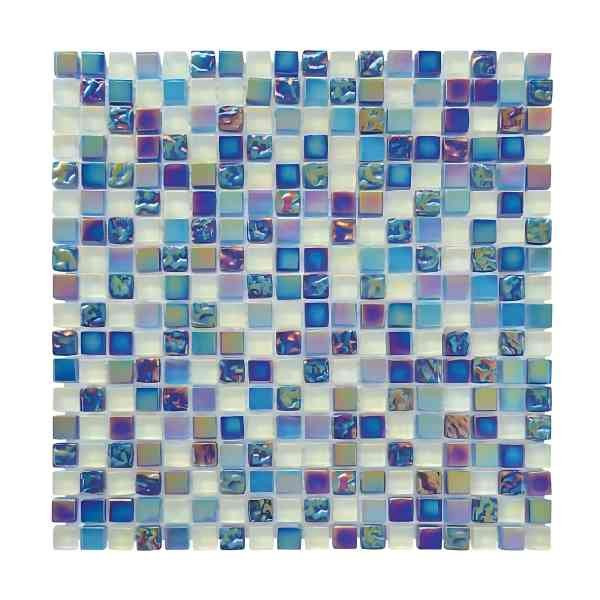 Mosaïque Verre et Pierre Nacre Bleu AN15, Plaque 30,5 x 30,5 x 0,8 cm