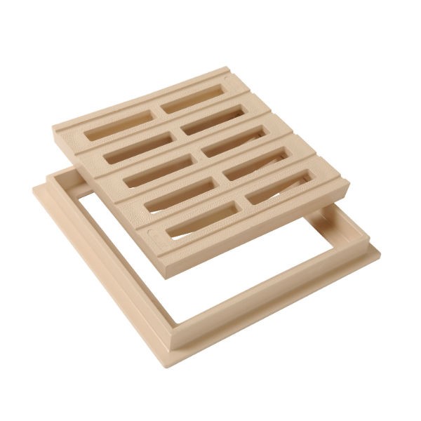 Grille de sol PVC 25 x 25 cm sable Nicoll GRC25S avec cadre