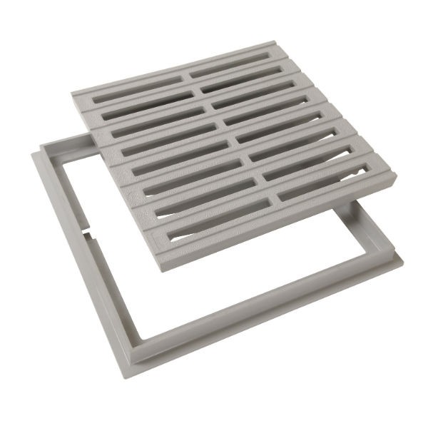 Grille de sol PVC 30 x 30 cm gris clair Nicoll GRC30 avec cadre