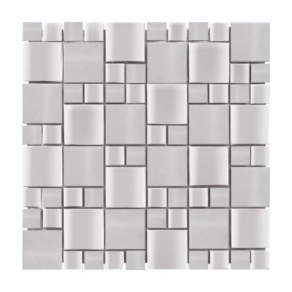 Mosaïque Inox Metal Verre Alu IN01, Plaque 30,5 x 30,5 x 0,8 cm