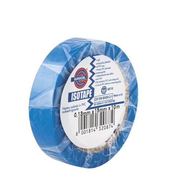 Ruban Adhésif PVC Isolant élec Bleu 15 mm x 10 m Eurocel ISOTAPE