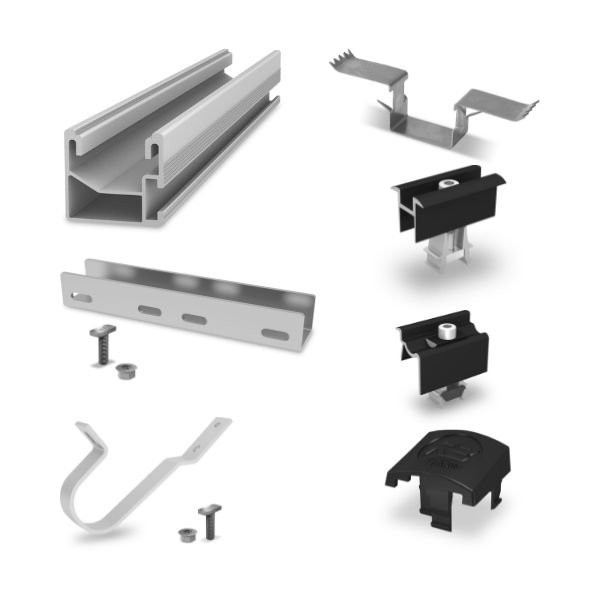 Kit Fixation 3 Panneaux Solaires K2 Systems Portrait Tuile Plate