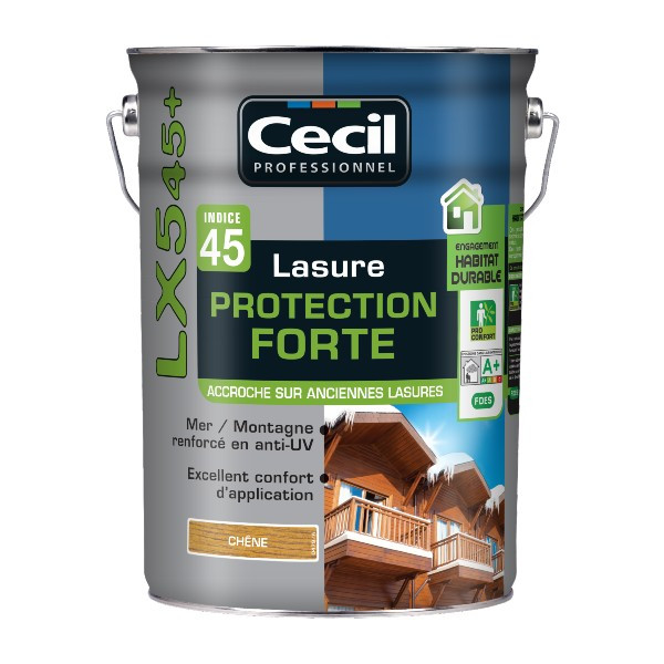 Lasure Protection Forte Special Extérieur Cecil LX5 45+ Chêne 1L