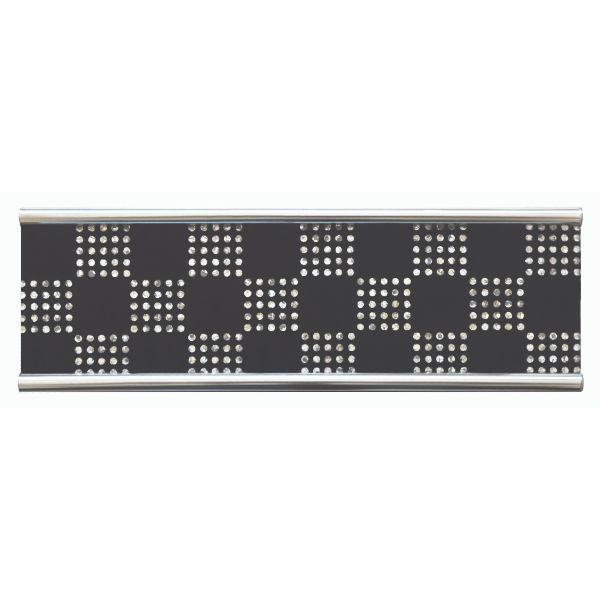 Frise Carrelage Diamant Noire Verre Alu LI01, Listel 4,8 x 60 x 0,8 cm