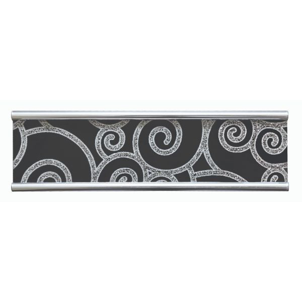 Frise Carrelage Diamant Courbe Noire Verre Alu LI02, Listel 4,2 x 60 x 0,8 cm