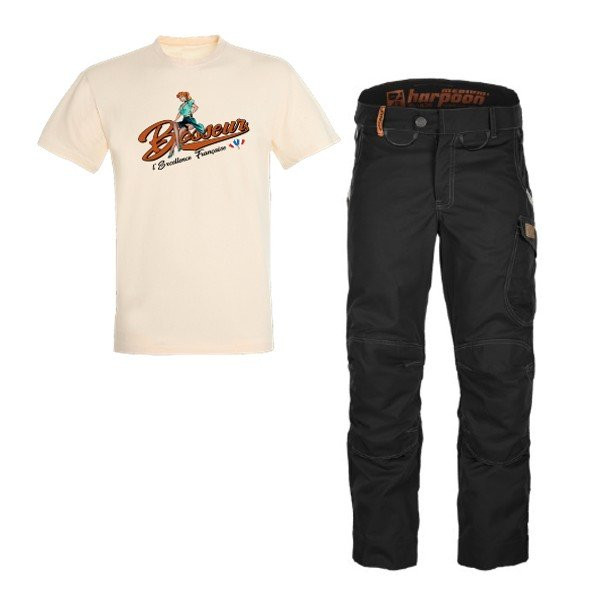 Lot Pantalon Bosseur Harpoon Medium+ Noir et Tee-Shirt