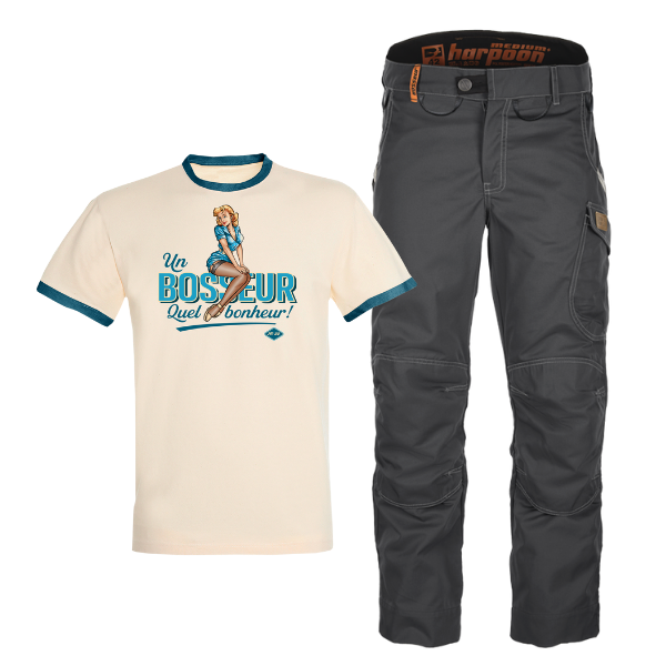 Lot Pantalon Bosseur Harpoon Medium+ Graphite et Tee-Shirt