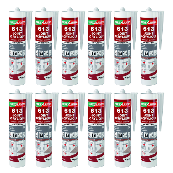 Mastic 613 Joint Acrylique Gris Parexlanko 300 ml x 12