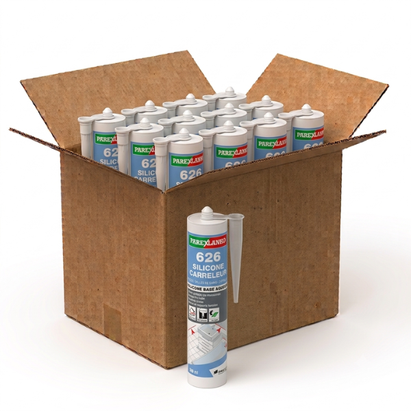 Mastic 626 Silicone Carreleur Gris moyen ParexLanko, 12 x 300 ml