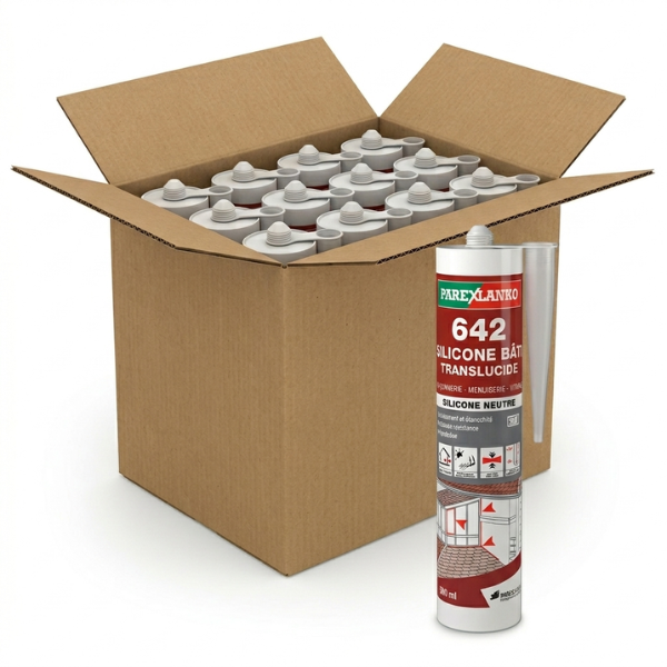 Mastic 642 Silicone Bâti Translucide Parexlanko 300 ml x 12