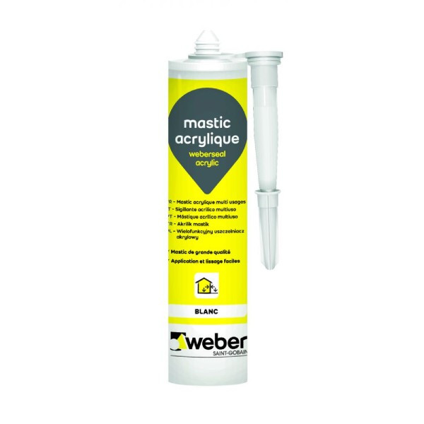 Mastic acrylique, 300 ml, Blanc, Weber acrylique