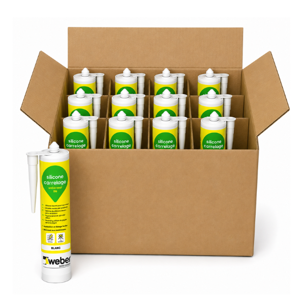 Mastic Silicone Carrelage Weberseal Tile Blanc, 300ml x 12