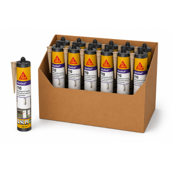 Mastic Silicone Menuiserie Vitrage SikaSeal-110 beige 12x300ml