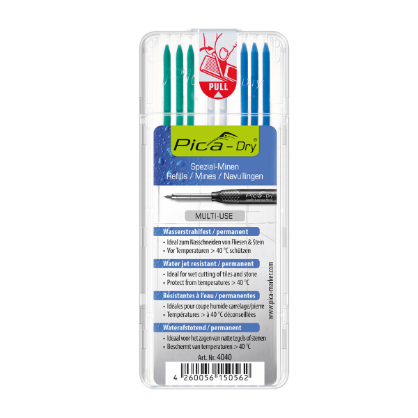 Mine Permanente 2,8mm pour Crayon de chantier Pica Dry® 4040 x 10