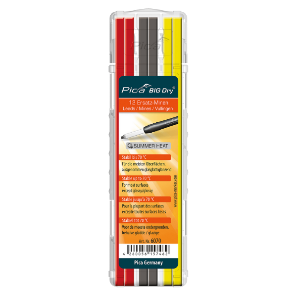 Mine 2x5mm pour Crayon de chantier Pica Big Dry® 6070 Spécial Eté, x12