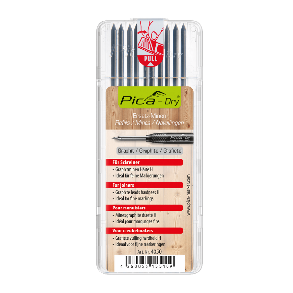 Mine 2,8mm pour Crayon de chantier Pica Dry® 4050 Graphite H x 10