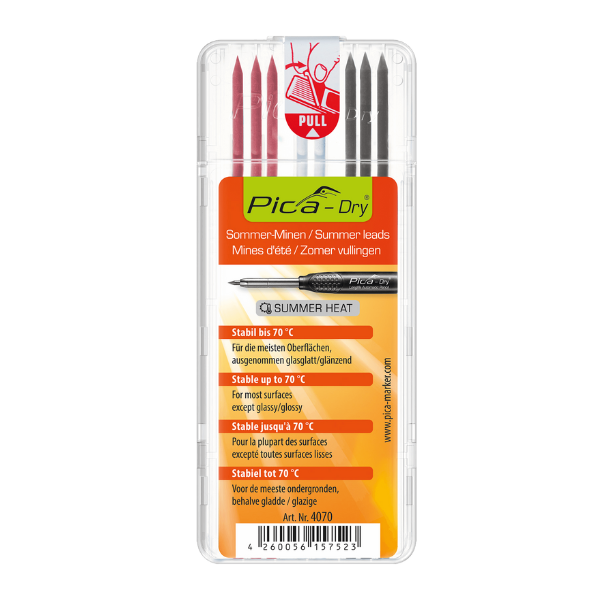 Mine 2,8 mm pour Crayon de chantier Pica Dry® 4070 Spécial été x 8