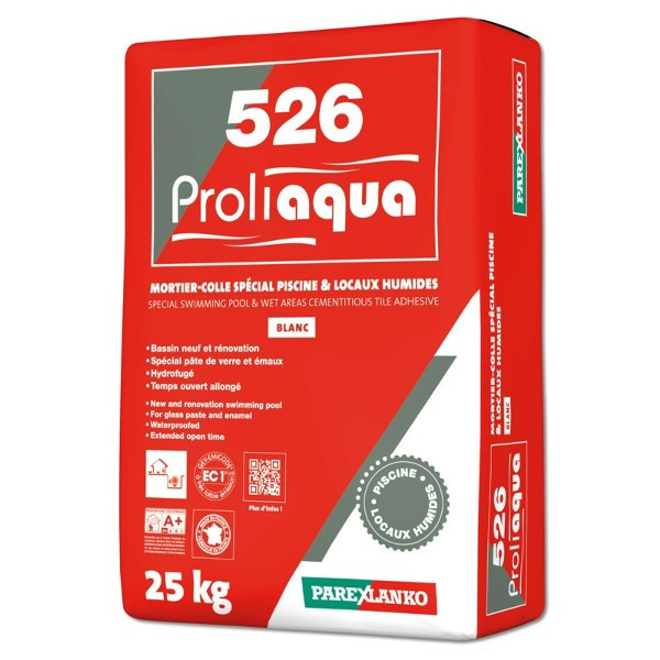 Mortier Colle Piscine Proliaqua Blanc ParexLanko L526BL25 25 kg
