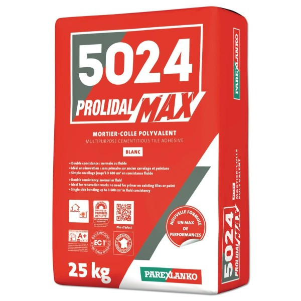 Mortier Colle Prolidal Max Gris L5024GR25 25 kg - materiauxnet.com