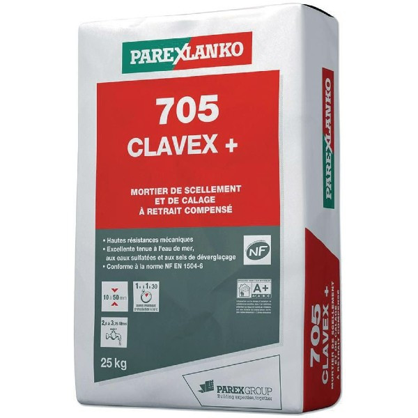 Mortier de Scellement Clavex+ HP 704 ParexLanko L704HP25 25 kg