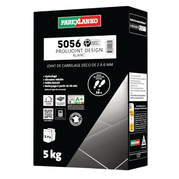 Mortier Joint Carrelage Parexlanko 5056 Prolijoint Design Blanc, 5kg