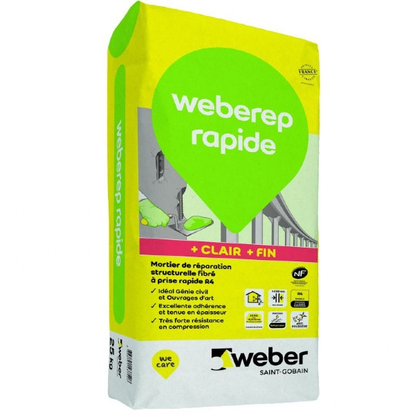 Mortier de Réparation Fibré Weberep Rapide 5 kg