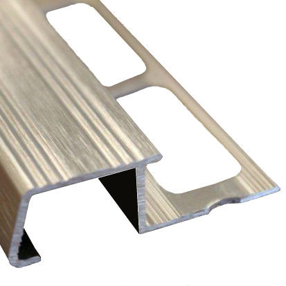 Nez de Marche en Aluminium Brossé pour Carrelage 11 mm x 3 m