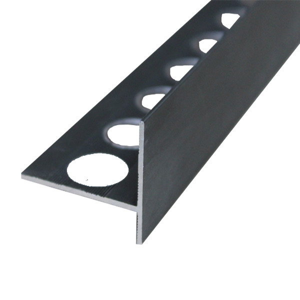 Nez de Marche en Aluminium Noir Brossé pour Carrelage 21 mm x 2,5 m